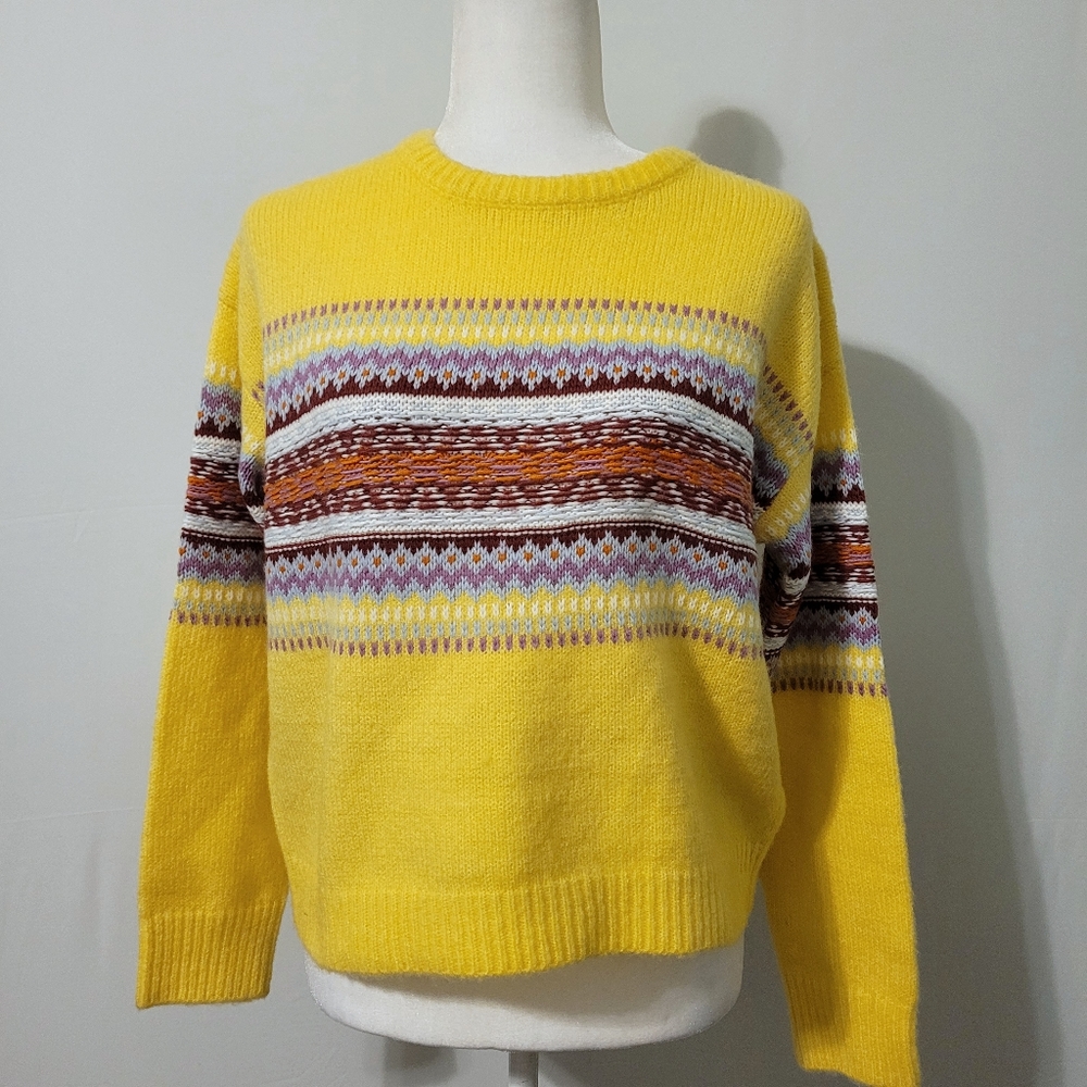Yellow Fair Isle Sweater, Ladie's Size Small, Cute And Soft!
